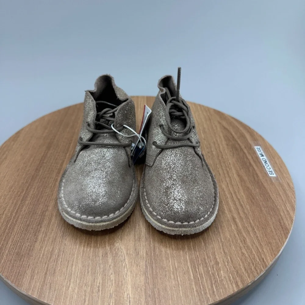 Zara Kids Desert Boots Size‎ 5 Silver Glitter Sparkle Chukka Toddler Shoes